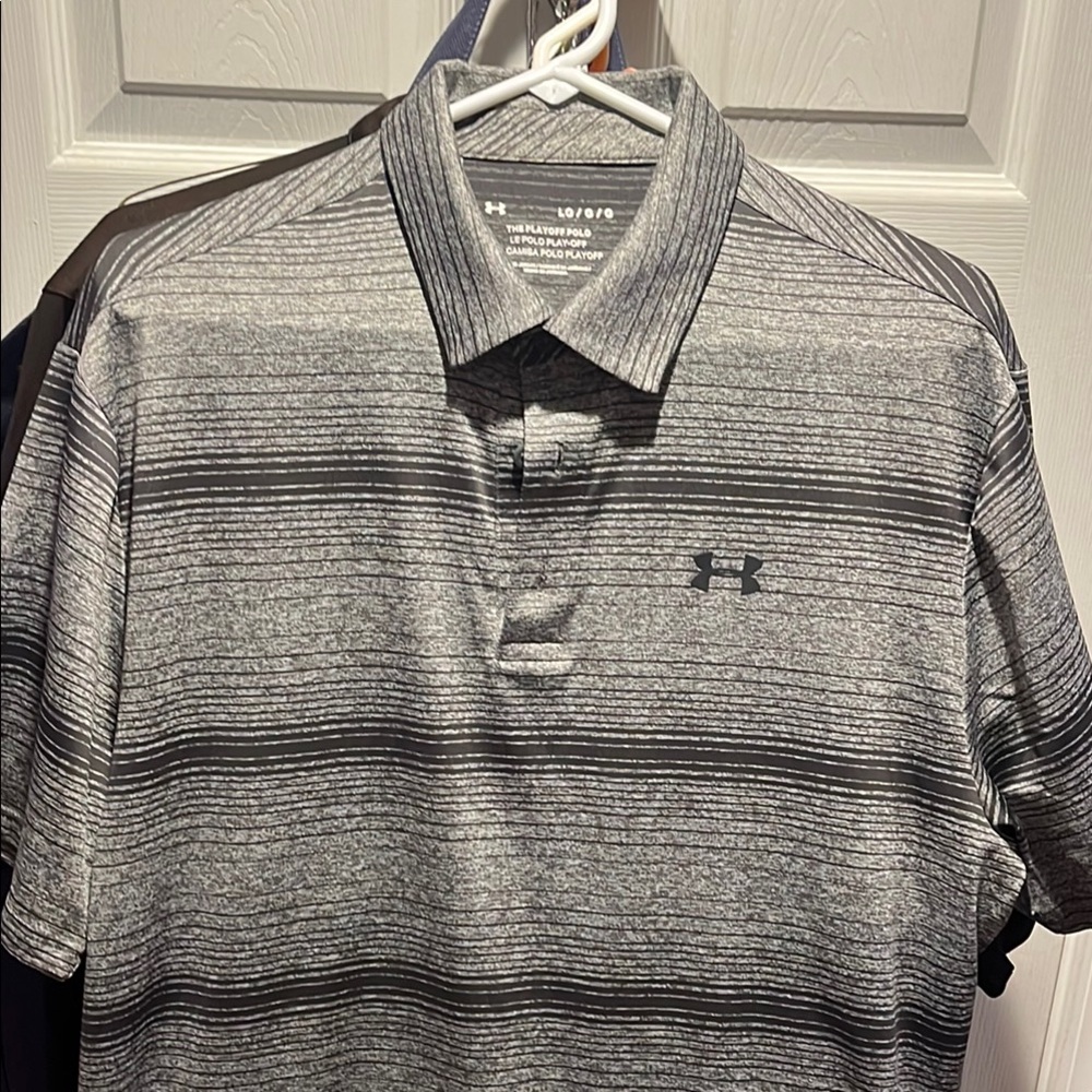 Under Armour Gray Polo Shirt with Gradient Stripes